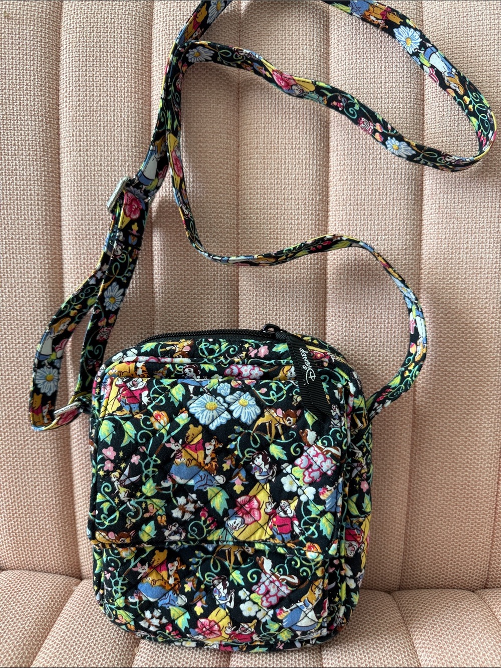 Vera Bradley Disney 9 x 8 inches Quilted Floral Crossbody Bag - Black Multi